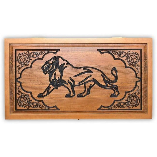 Backgammon carved wooden (oak), model "Lion"