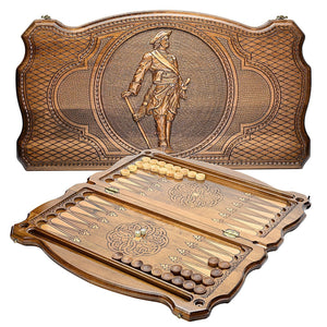 Backgammon carved wooden, model "Peter the Great"