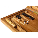 Backgammon carved wooden (oak), model "ND-003BL"