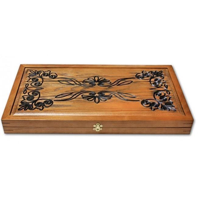 Backgammon carved wooden (oak), model "ND-004ML"