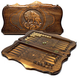 Backgammon carved wooden, model "Ararat"
