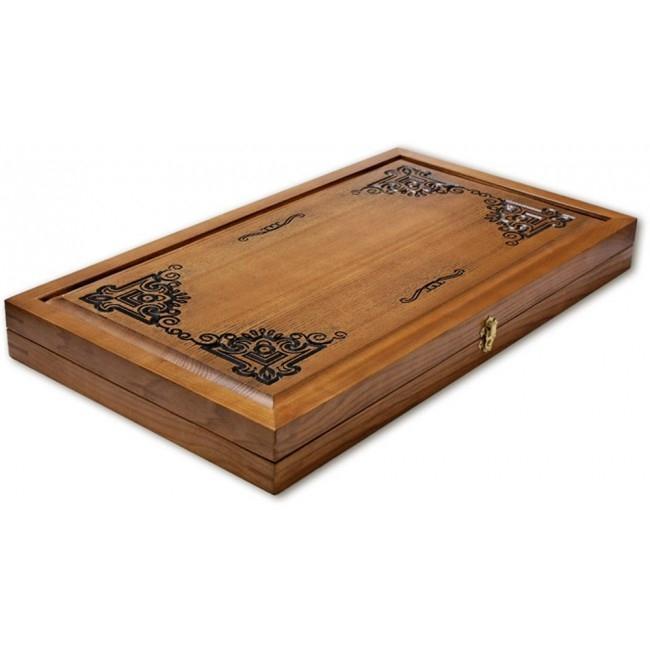 Backgammon carved wooden (oak), model "ND-002BL"