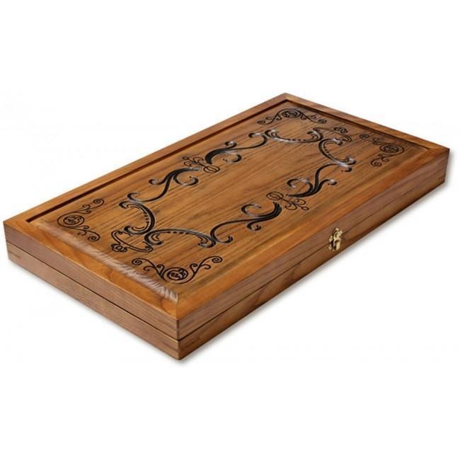 Backgammon carved wooden (oak), model "ND-003BL"