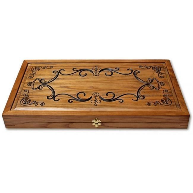 Backgammon carved wooden (oak), model "ND-003BL"